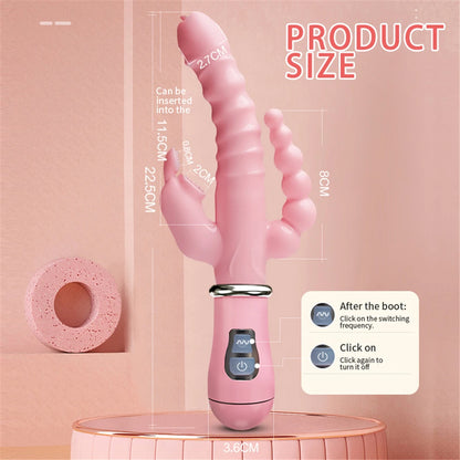 3-in-1 Rabbit Vibrator – USB Rechargeable & Waterproof