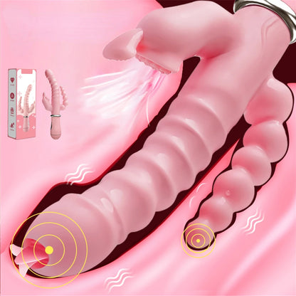 3-in-1 Rabbit Vibrator – USB Rechargeable & Waterproof
