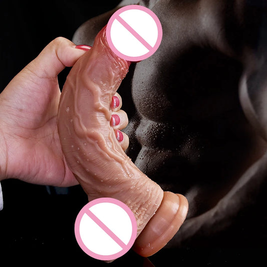 Soft Realistic Dildo – Double Layer Silicone Penis with Suction Cup
